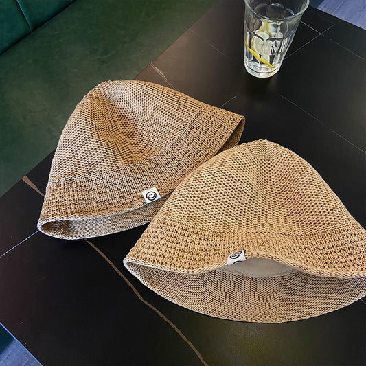 Chapeau cloche en paille tressée beige et khaki Avenue des Dames