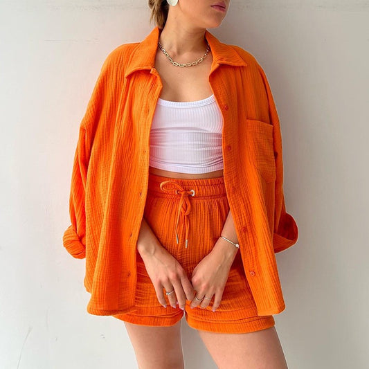 ensemble-chemise-oversize-short-orange-coton-avenue-des-dames