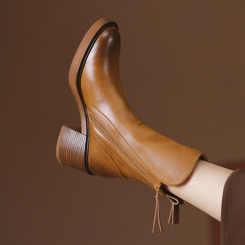 Aurielle™ | Botte en cuir noire avec un talon