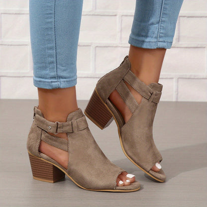 Bottines modernes à bout ouvert et talon bloc
