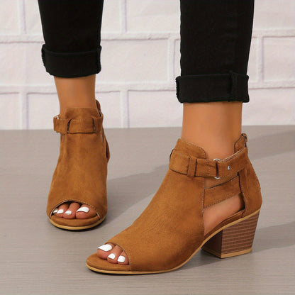 Bottines modernes à bout ouvert et talon bloc