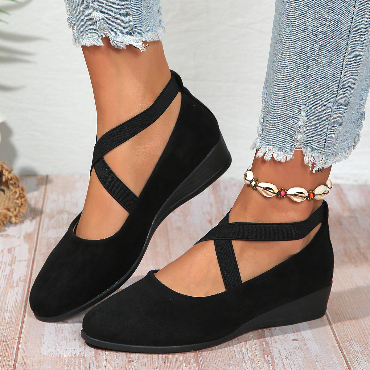 Louna™ | Ballerines à Talon Compensé