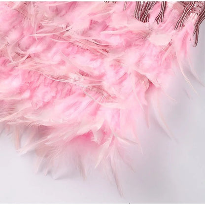 Jemima - Robe mini élégante à empiècements de plumes