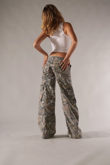 Mila - Pantalon cargo unisexe à motif camouflage