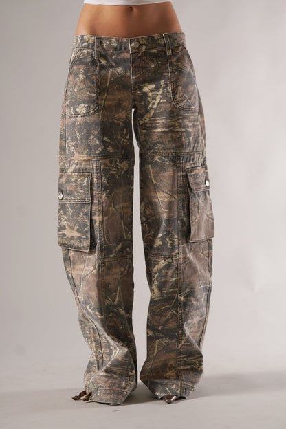 Mila - Pantalon cargo unisexe à motif camouflage
