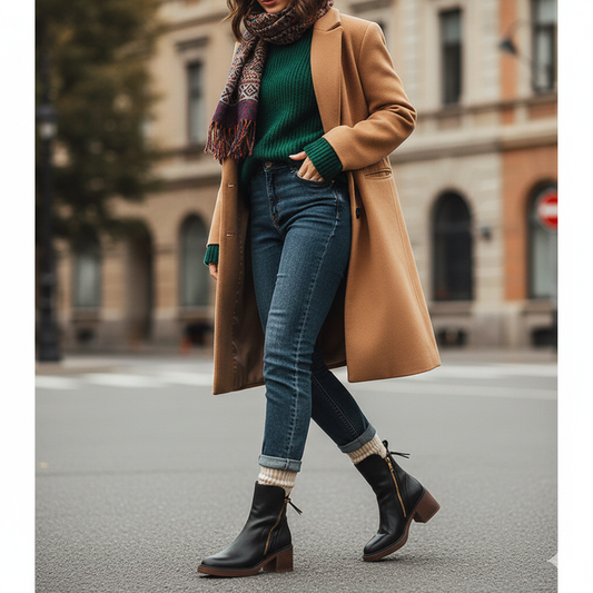 Aurielle™ | Botte en cuir noire avec un talon