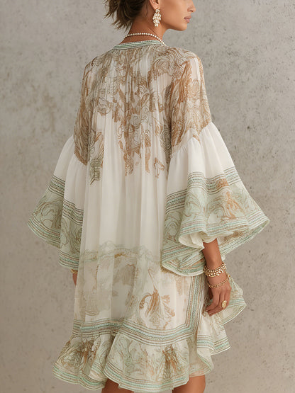 Luna | Robe fluide à imprimé élégant et manches amples