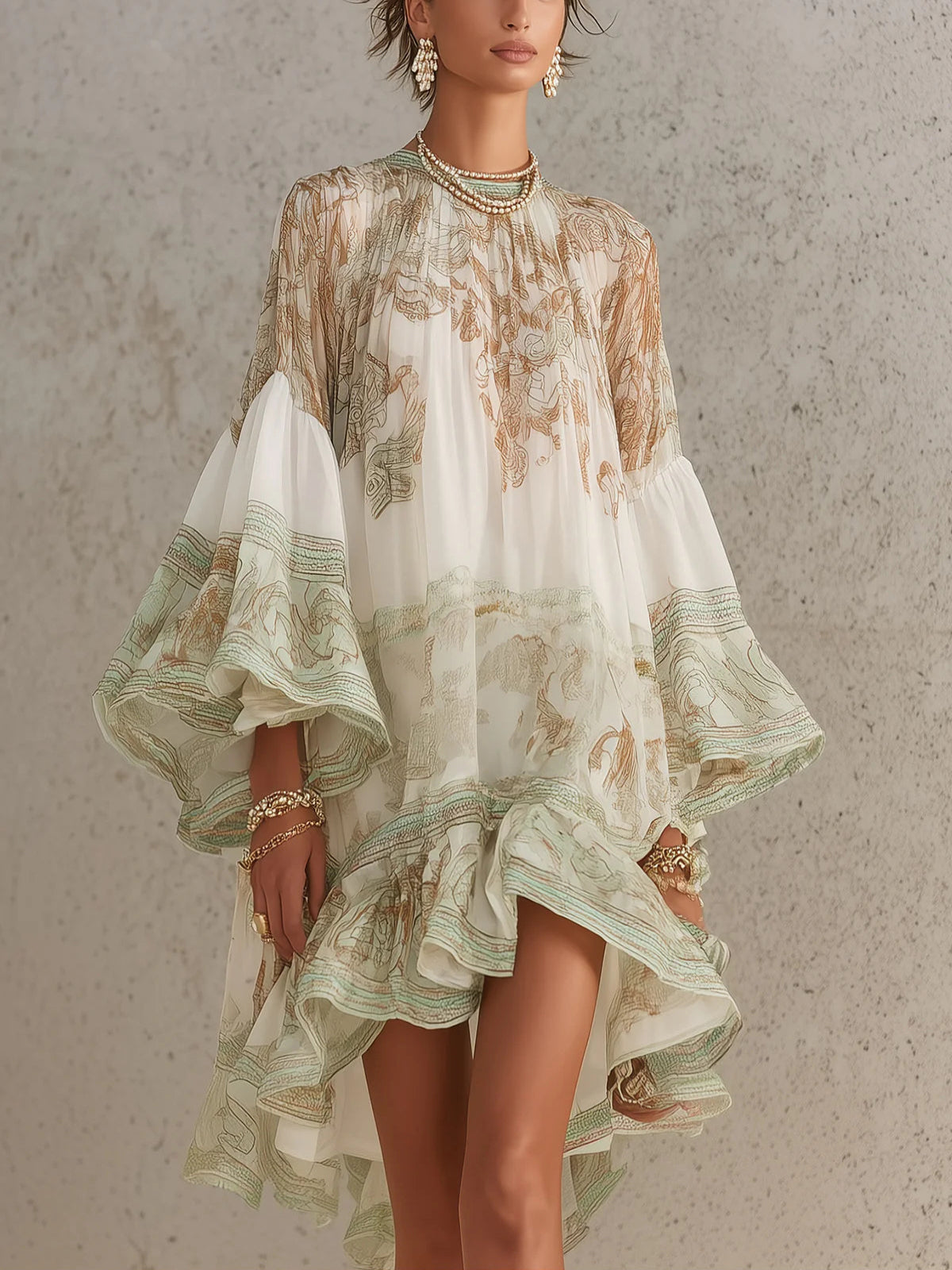 Luna | Robe fluide à imprimé élégant et manches amples