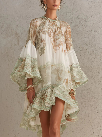Luna | Robe fluide à imprimé élégant et manches amples