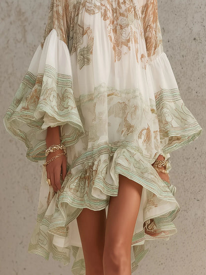 Luna | Robe fluide à imprimé élégant et manches amples