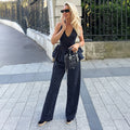 Ensemble 2 pieces blanc a pois noirs top croise pantalon fluide Avenue des Dames