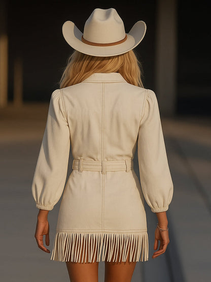 Kiaja - Robe mini en jean à franges